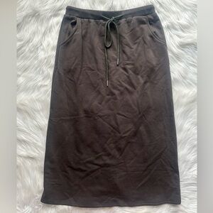 Hudson Gray Sweat Skirt Midi Drawstring Lounge Athleisure Casual Pockets Cozy